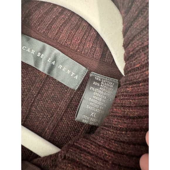 Oscar de la Renta Men's Quarter Zip Maroon Heavy Sweater Size XL - Picture 7 of 8